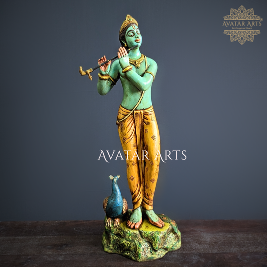 Brass Krishna Statue for Home Temple