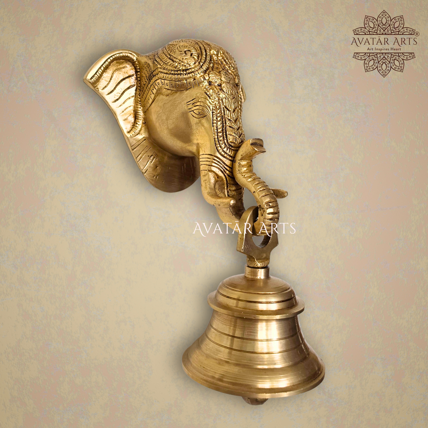 Brass Elephant Bell Wall Hanging