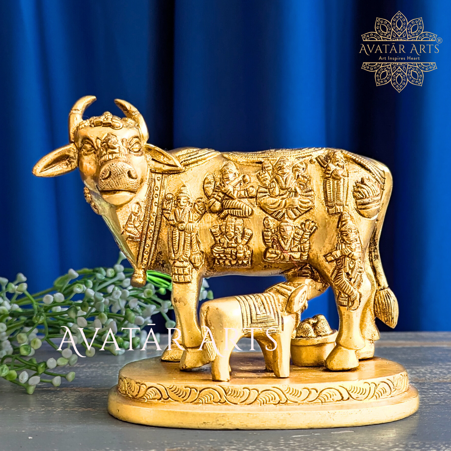 Cow and Calf  Statue in Brass