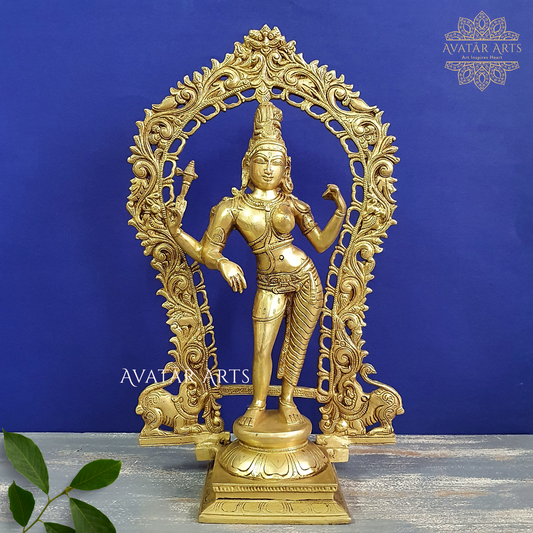 Brass Ardhnarishwara Statue with Arch