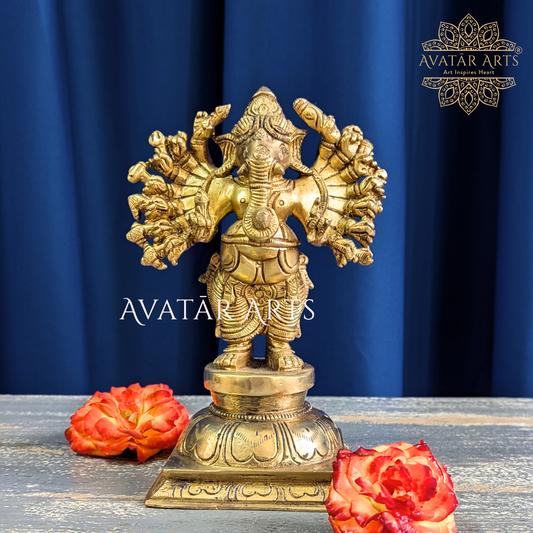 Standing 16 Hands Lord Ganesha Idol / Veera Ganpathi