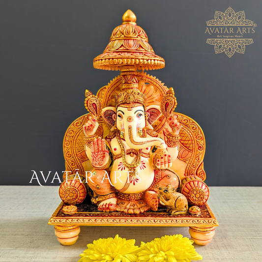 Lord Ganesha Sitting on Sinhaasana