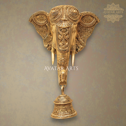 Brass Elephant Bell Wall Hanging