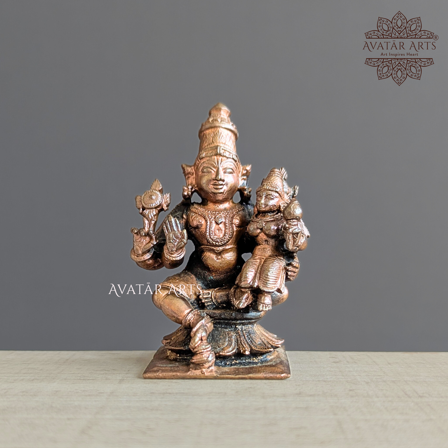 Copper Lord Vishnu with Goddess lakshmi