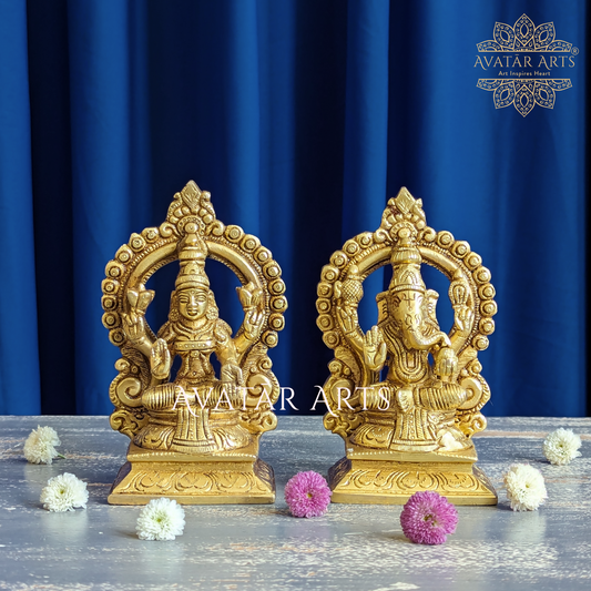 Lakshmi Ganesh Idols in Brass for Daily Pooja