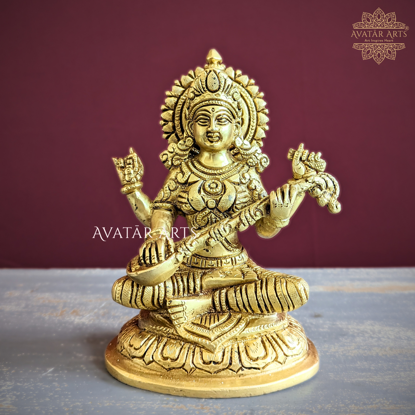 Goddess Sarawati Idol in Brass for Daily Pooja