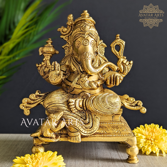 Lord Ganesha Seated on Pedestal