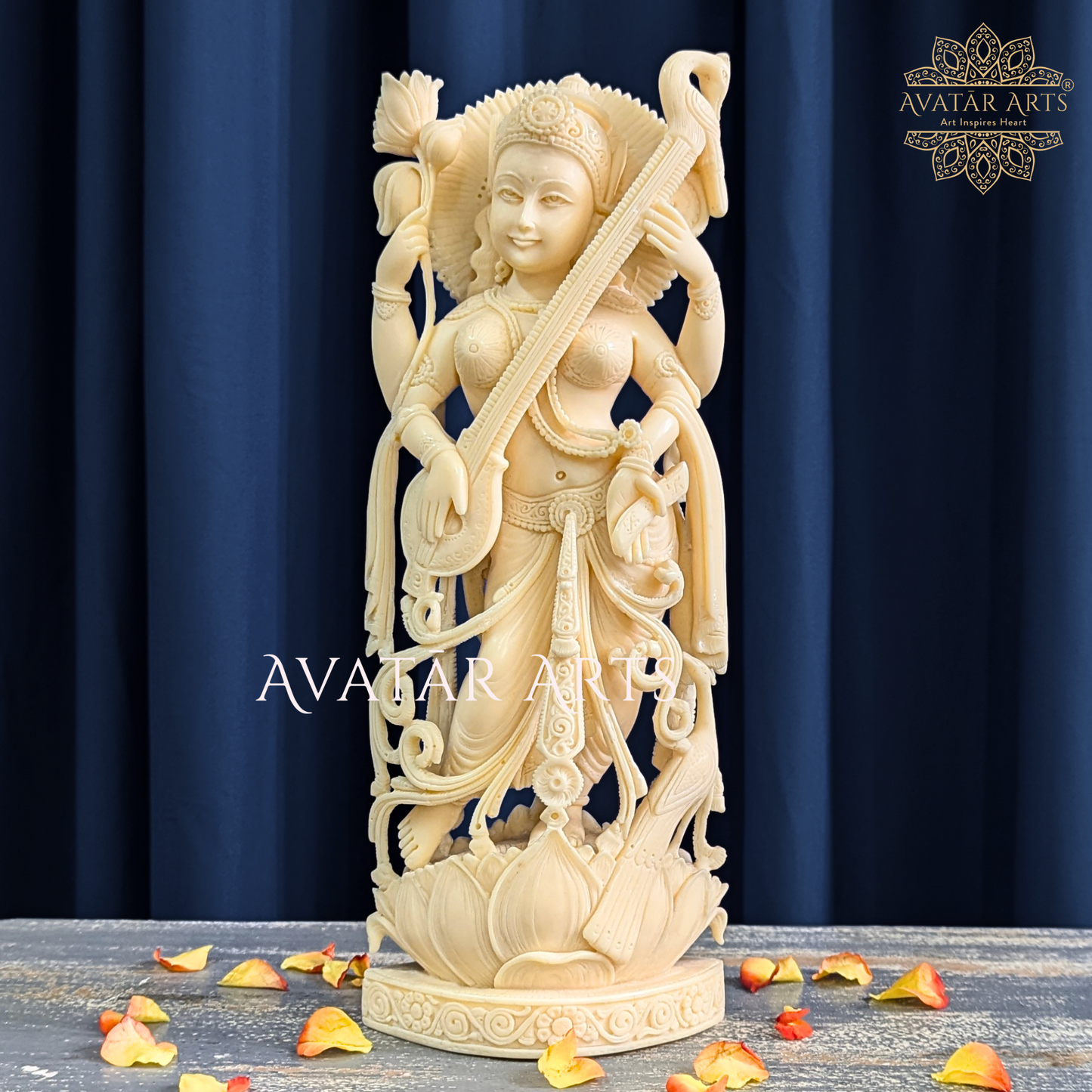 Goddess Saraswati Statue in Up Culture Marble