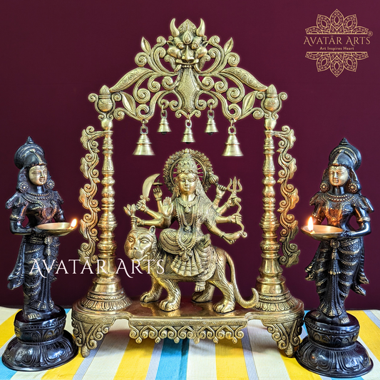 Buy Decorative Colourful Brass Durga Idol Online in India 