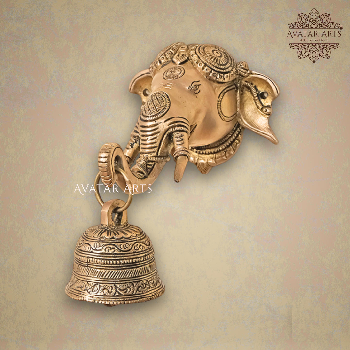 Brass Elephant Bell Wall Hanging