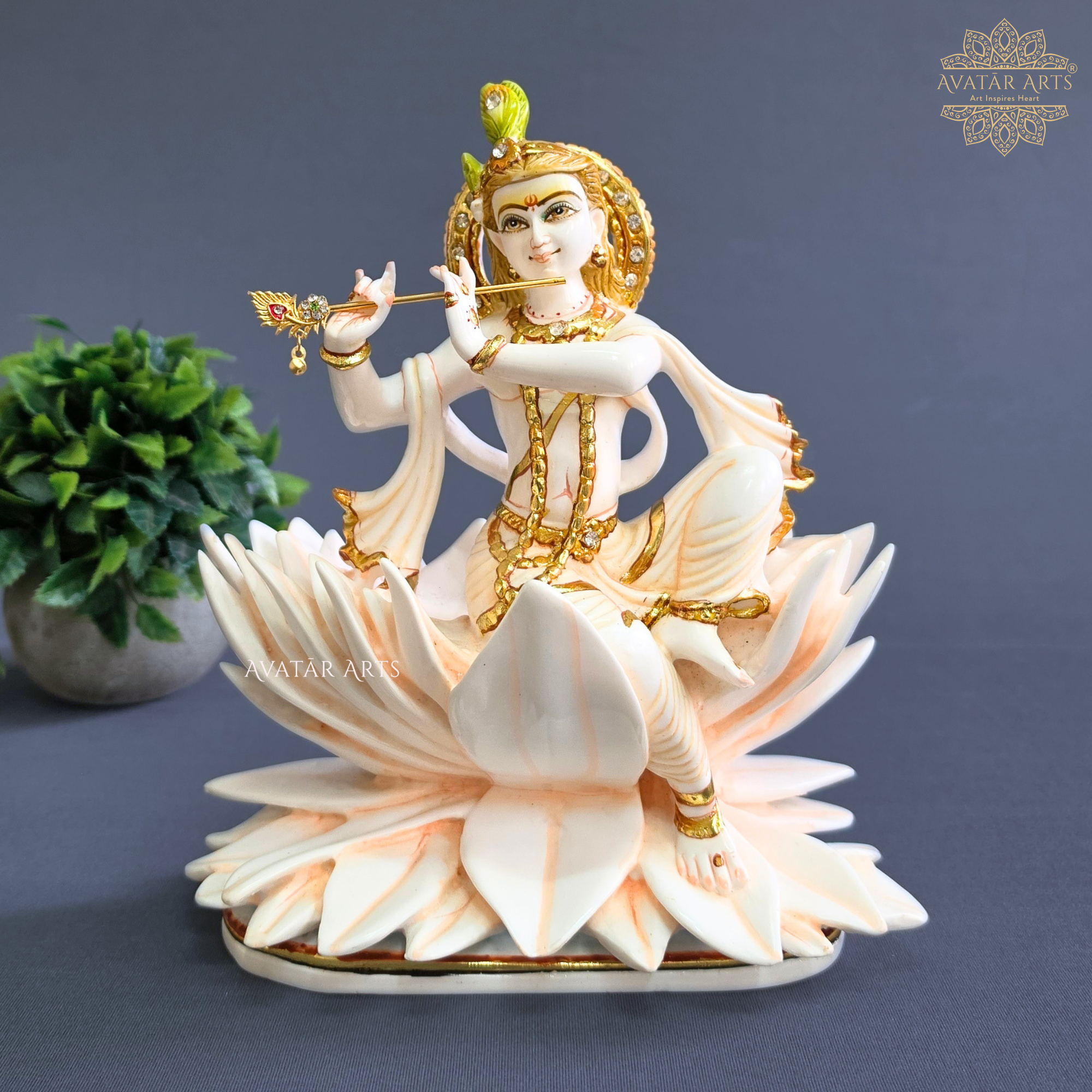 Cilture Marble Statue of Lord Krishna