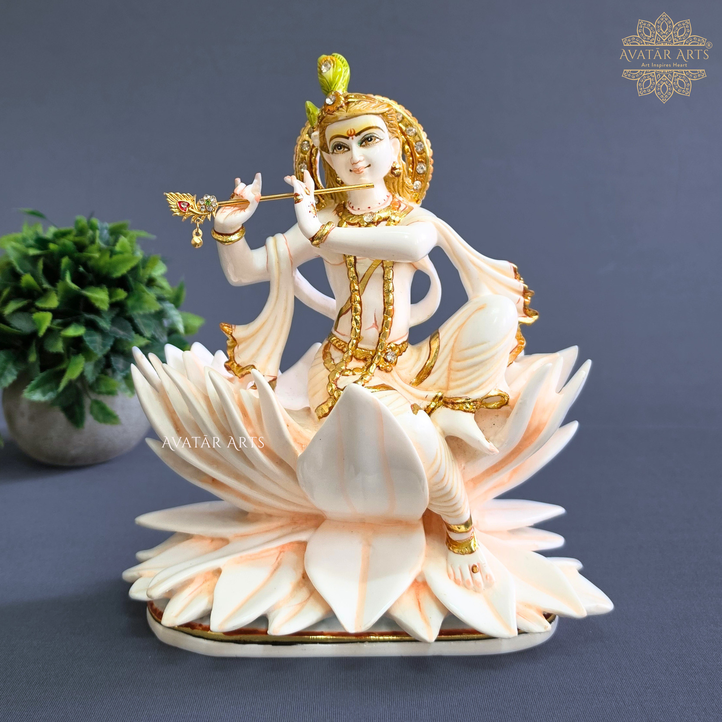 Cilture Marble Statue of Lord Krishna