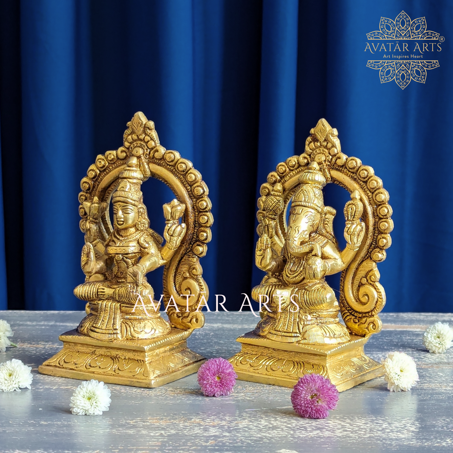 Lakshmi Ganesh Idols in Brass for Daily Pooja