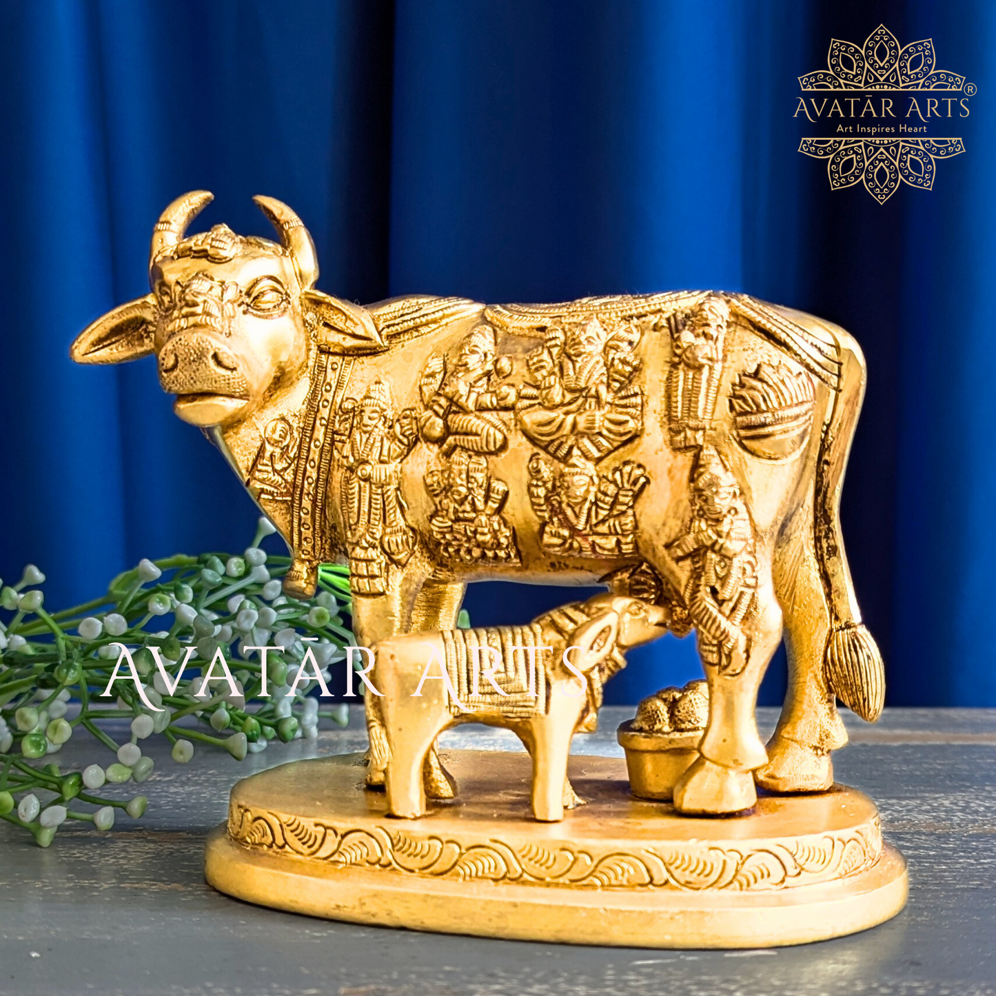 Cow and Calf  Statue in Brass