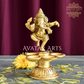 Brass Oil Lamp with Dancing Lord Ganesha