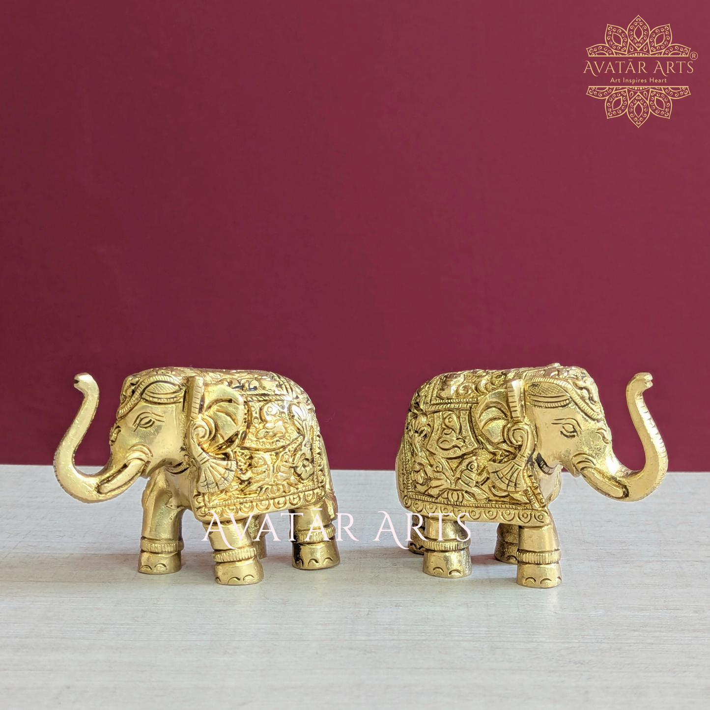 Brass Uptrunk Elephant Pair