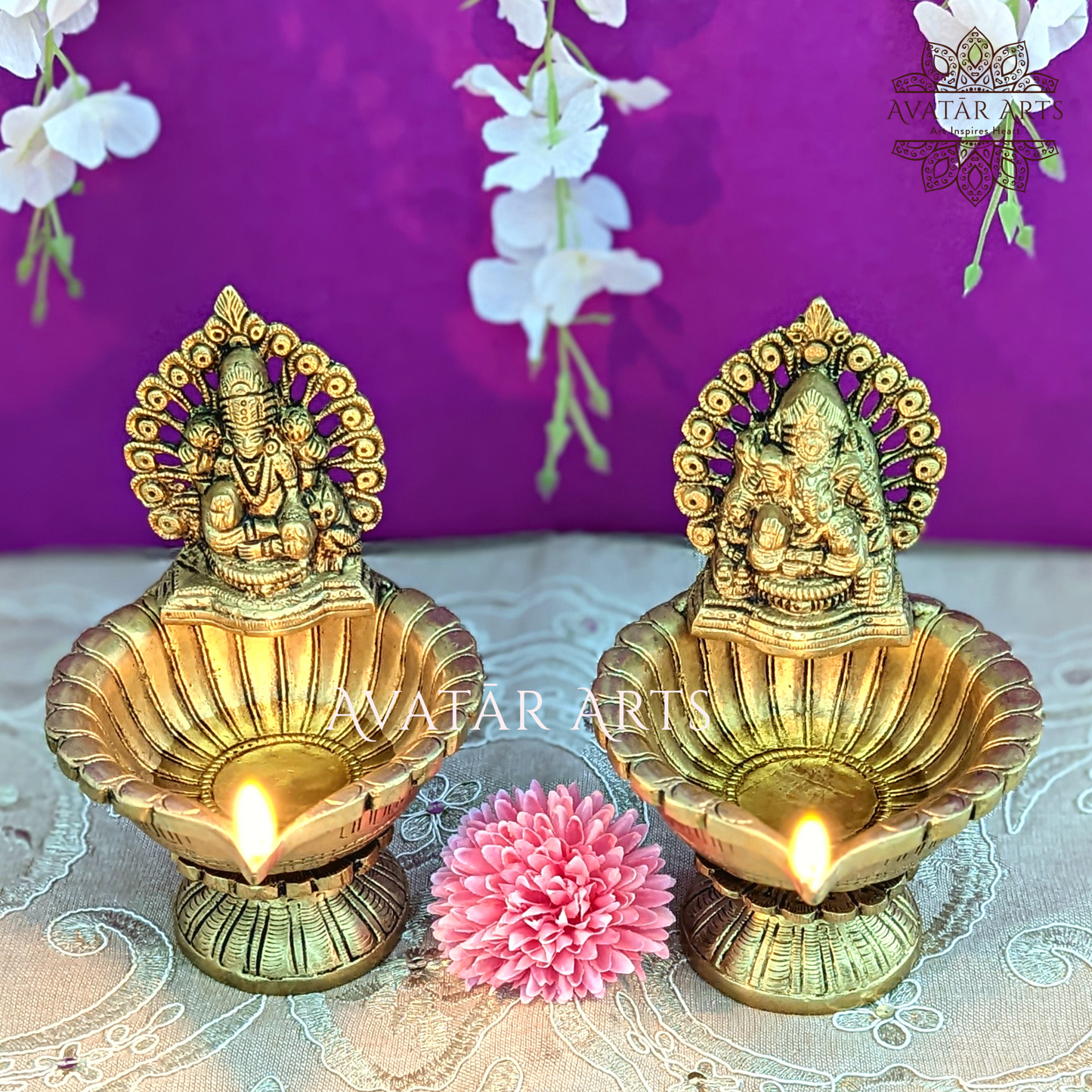 Ganesh Lakshmi Diya In Brass