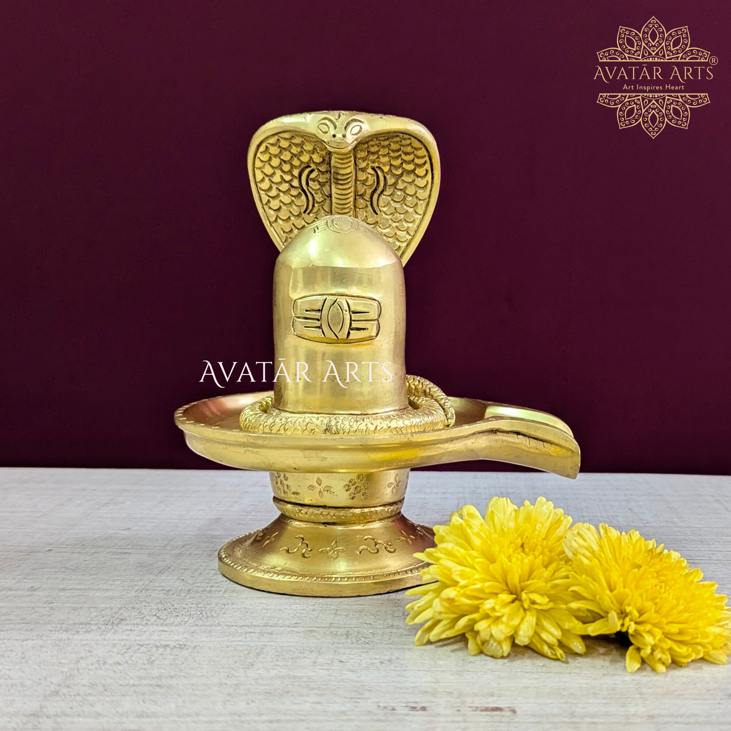 Brass Shivling with Nandi and Trishul (Set of 3)