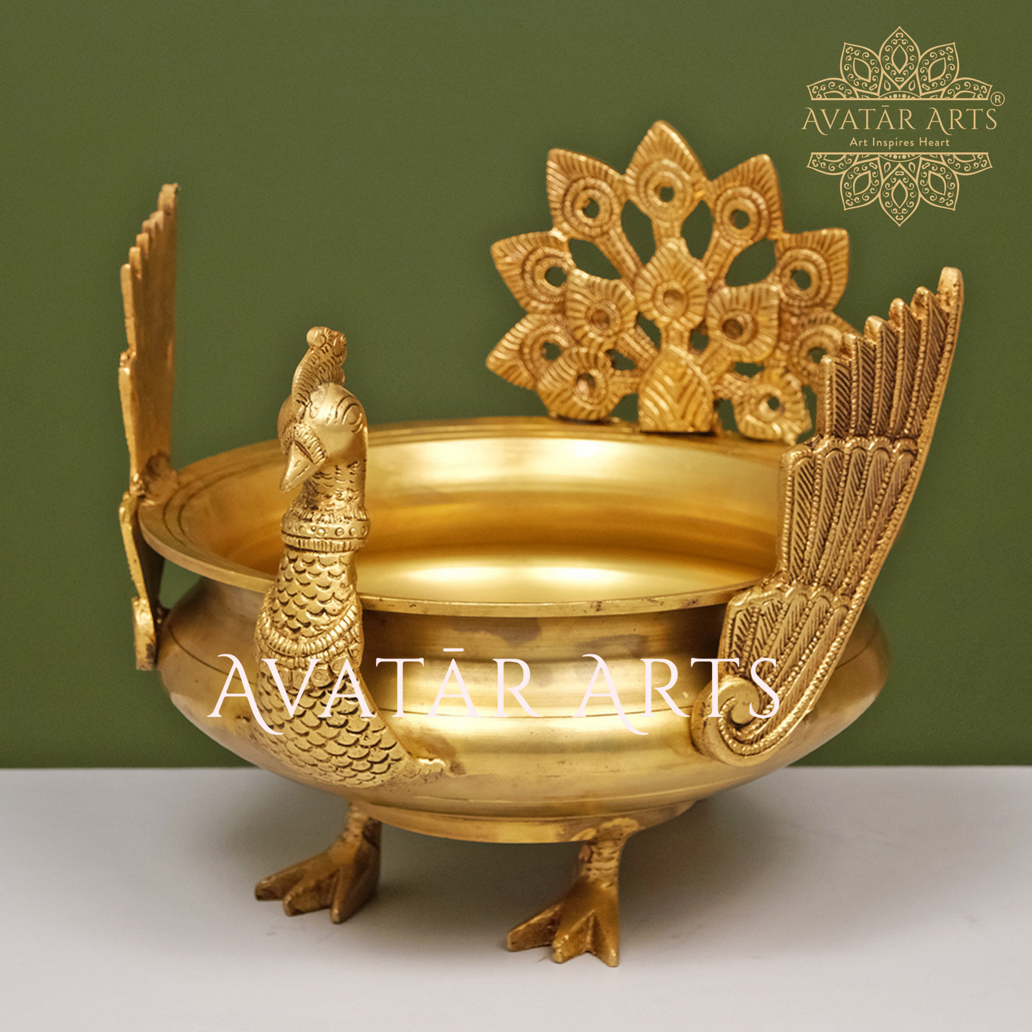 Peacock Urli Bowl in Brass