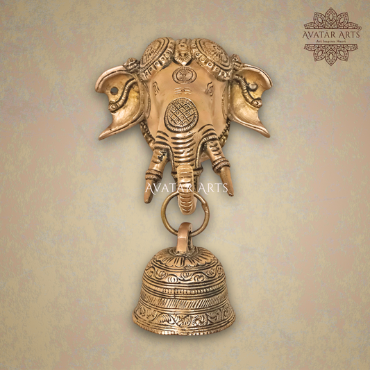 Brass Elephant Bell Wall Hanging