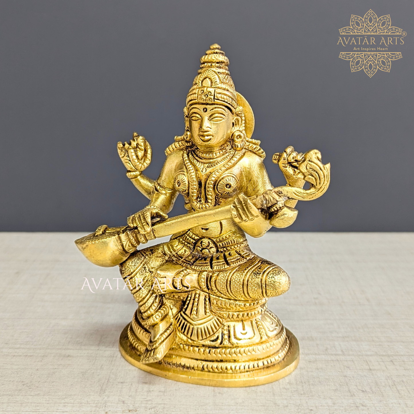 Brass Goddess Saraswati Statue