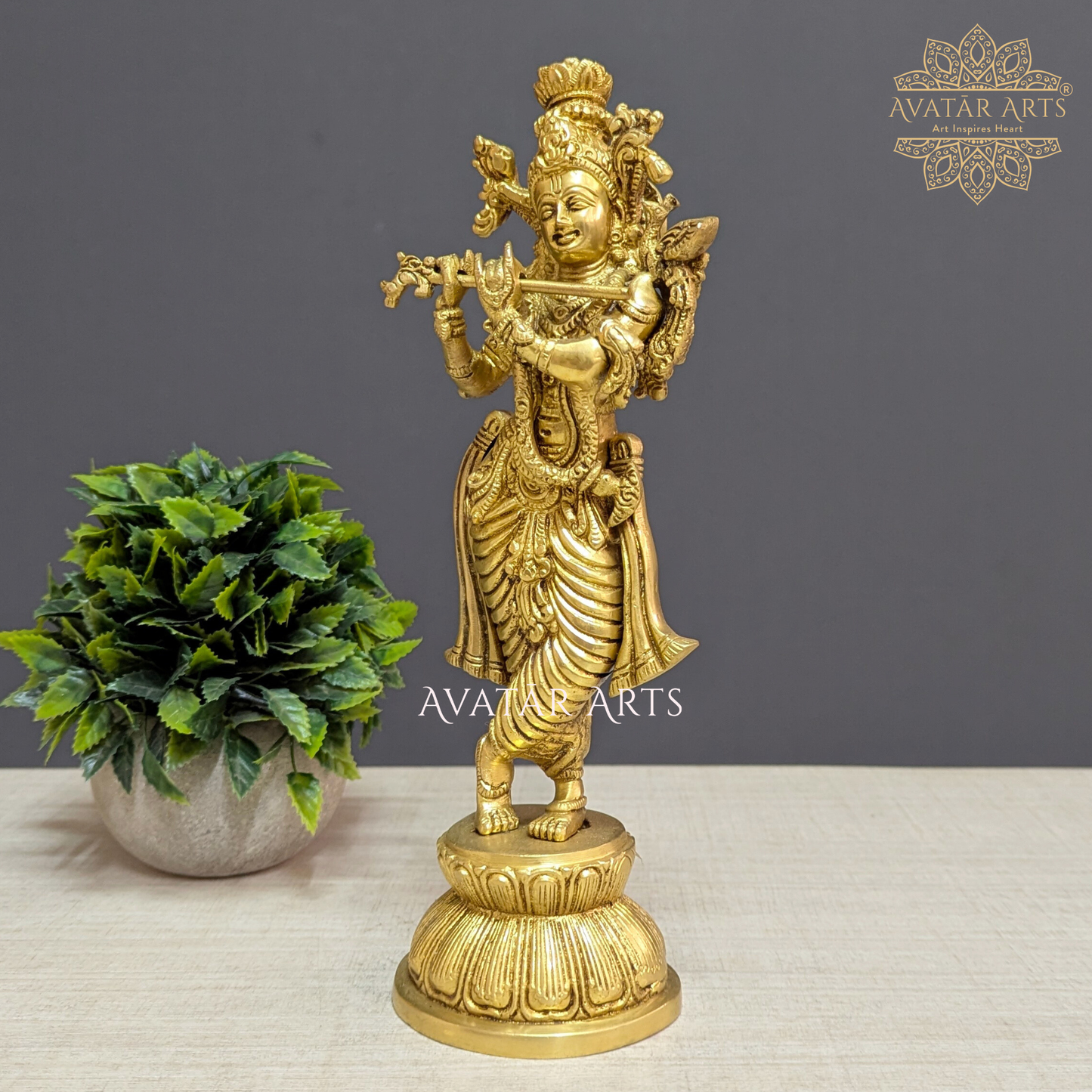 Brass Lord Krishna Statue