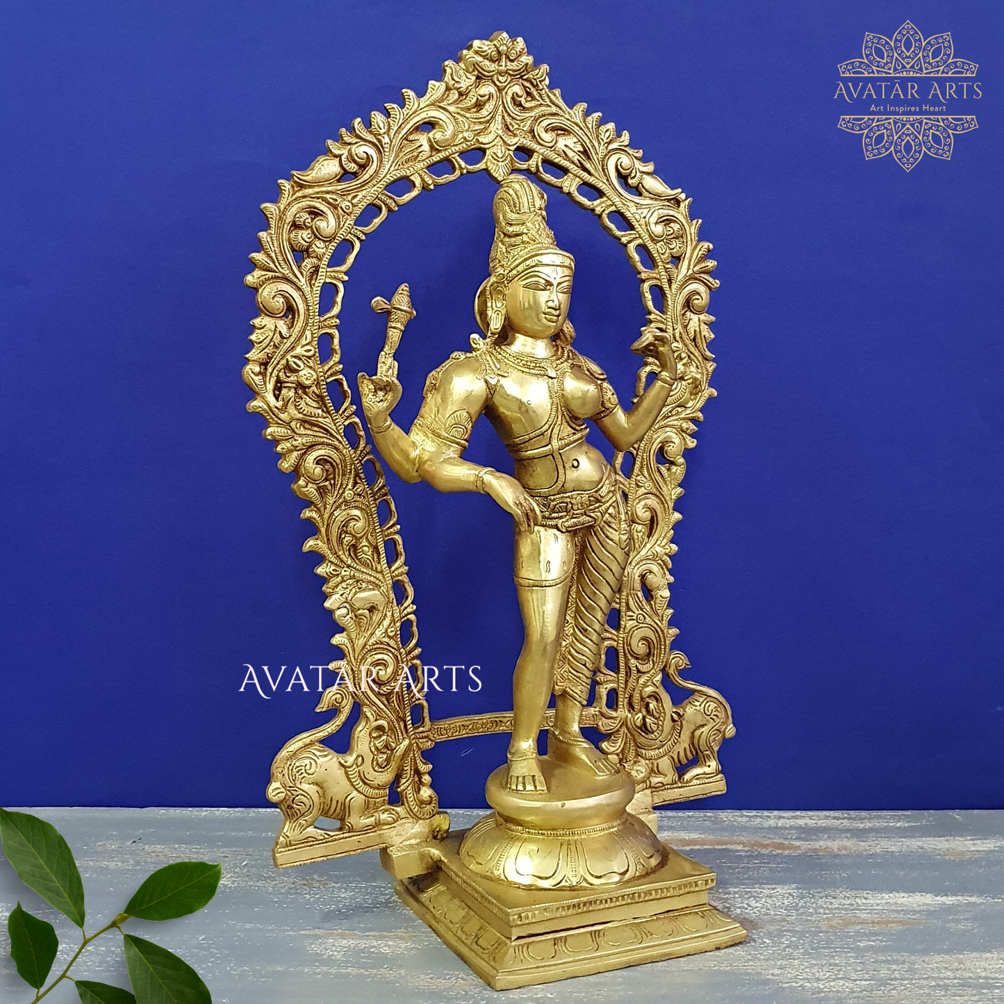 Brass Ardhnarishwara Statue with Arch