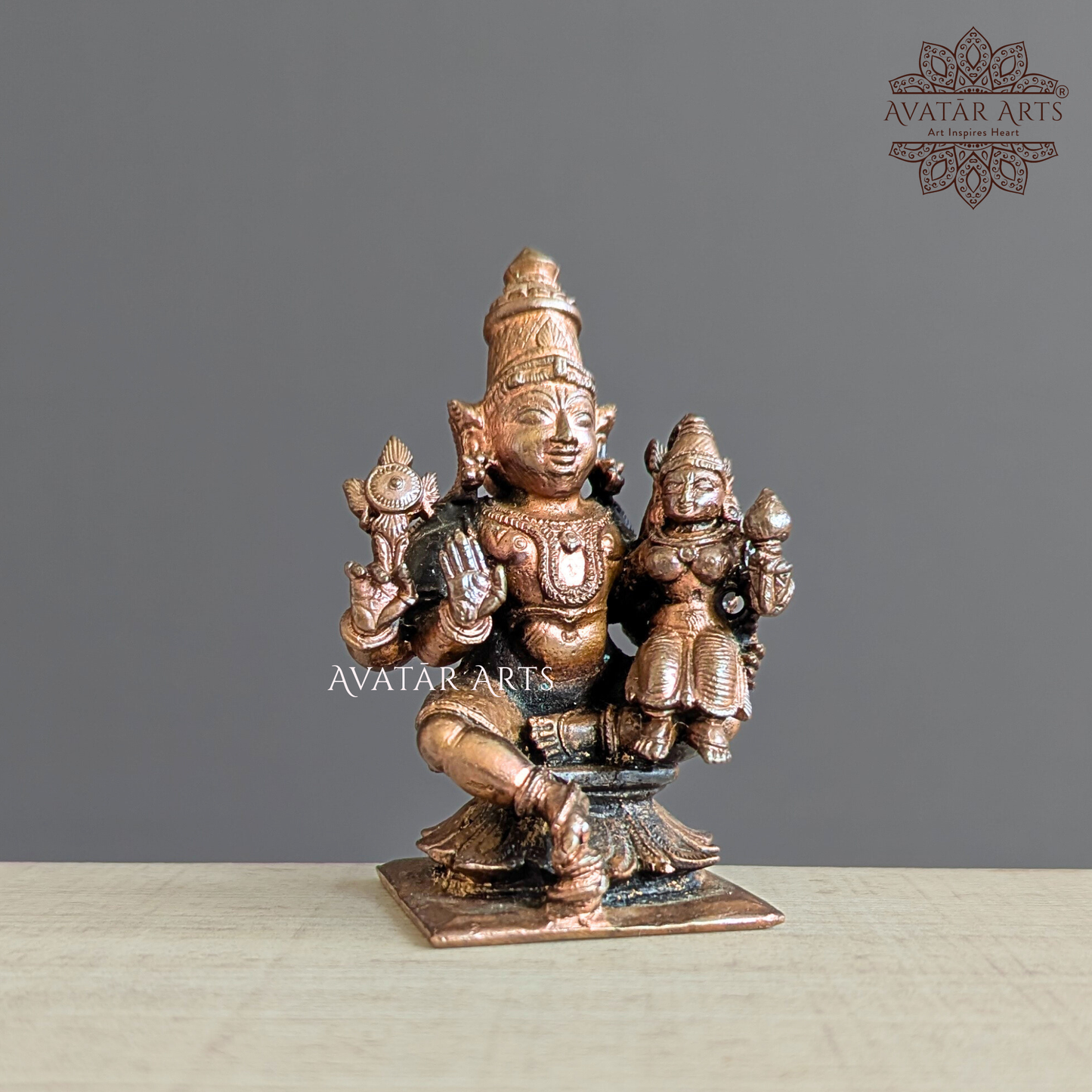 Copper Lord Vishnu with Goddess lakshmi