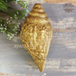 Brass conch with Goddess Durga carving