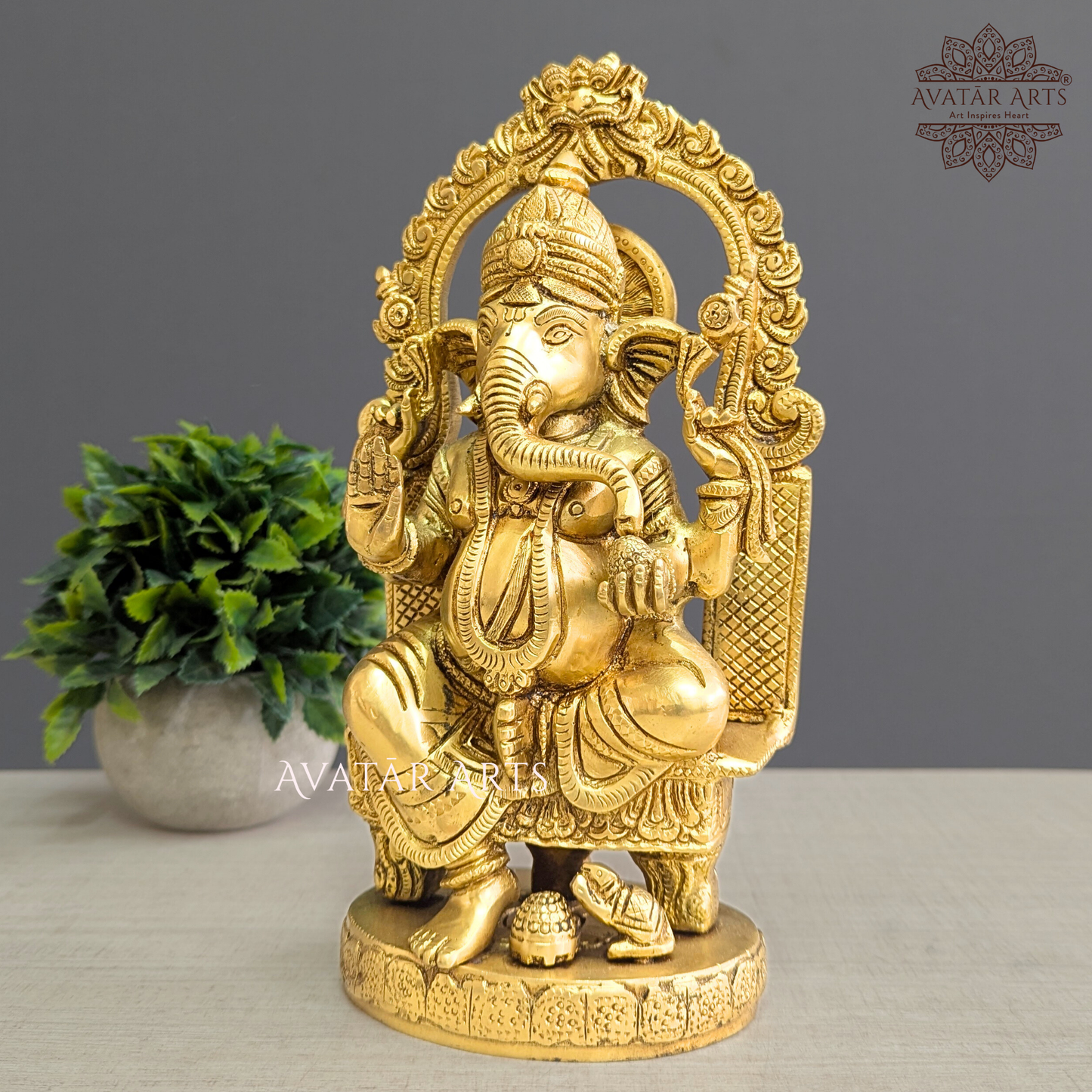 Brass Ganesha with Prabhavali