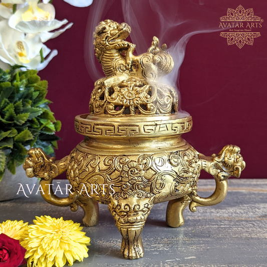 Feng Shui Dragon Dhoopburner in Brass