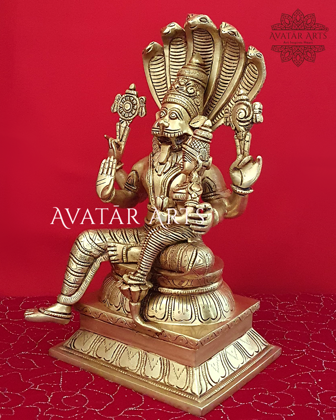 Lakshmi Narsimha Statue In Brass For Home Temple