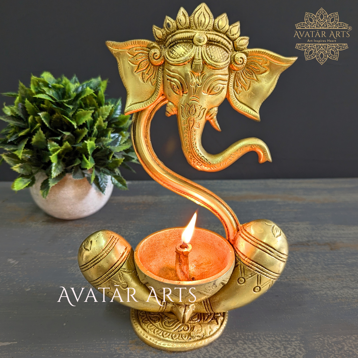 Brass Ganesha Diya