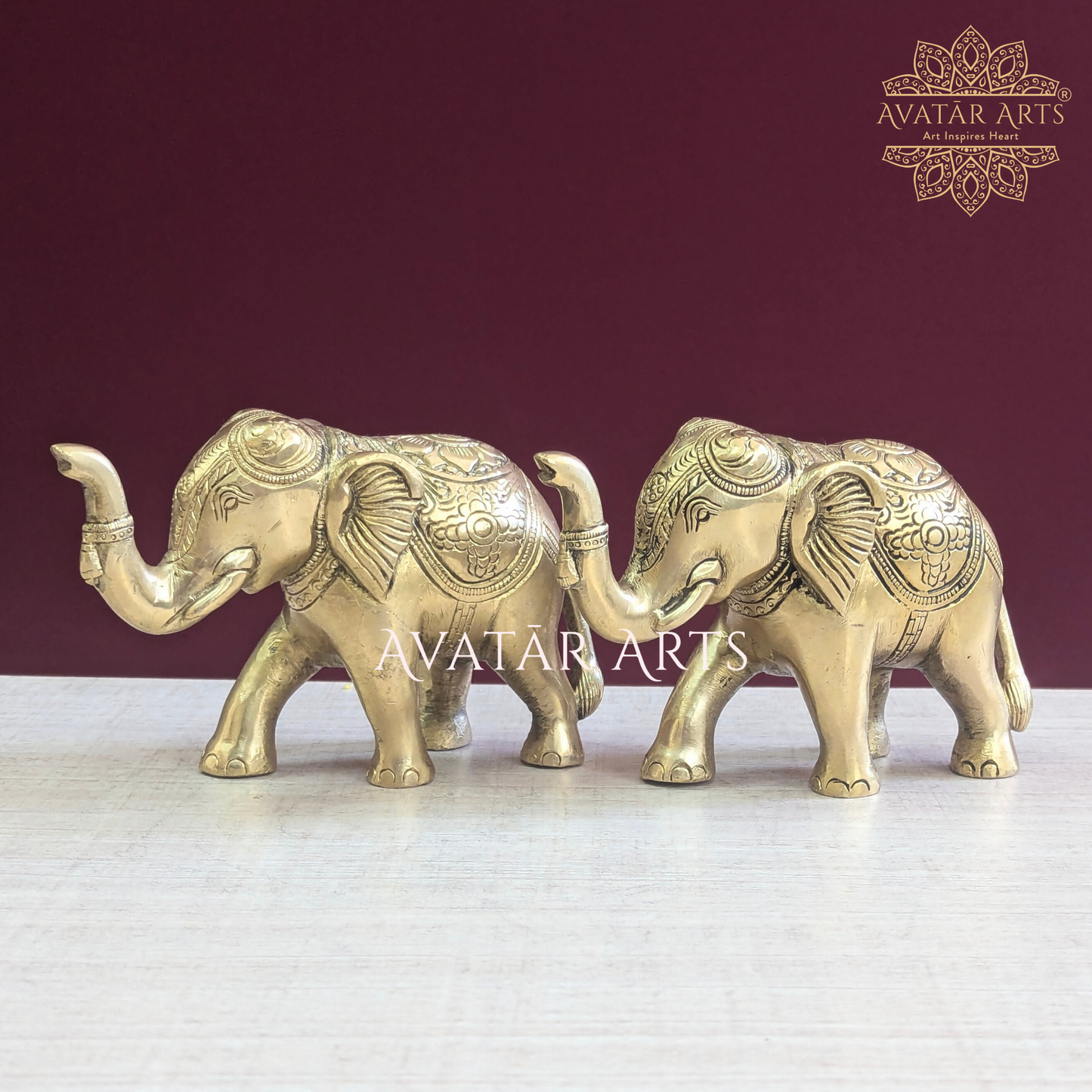 Brass Uptrunk Elephant Pairs