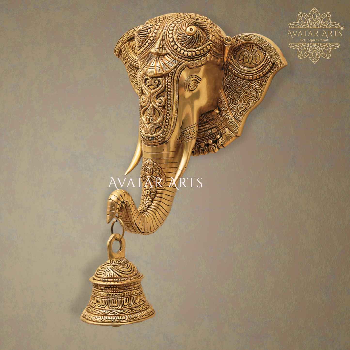 Brass Elephant Bell Wall Hanging