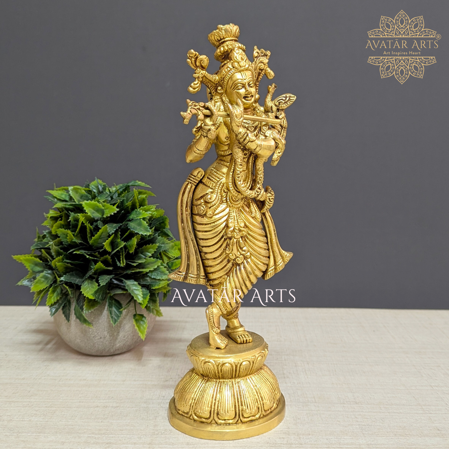 Brass Lord Krishna Statue