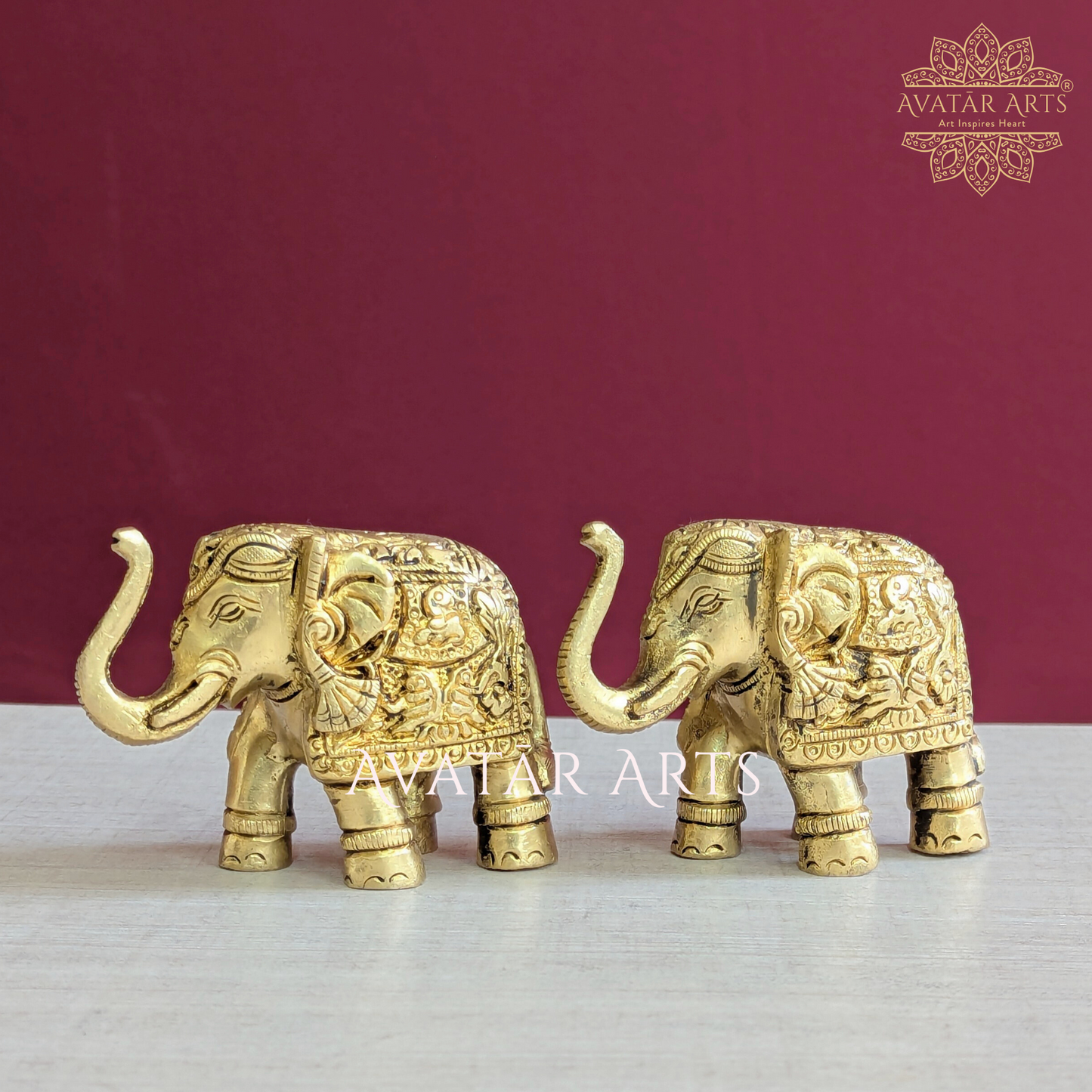 Brass Uptrunk Elephant Pair