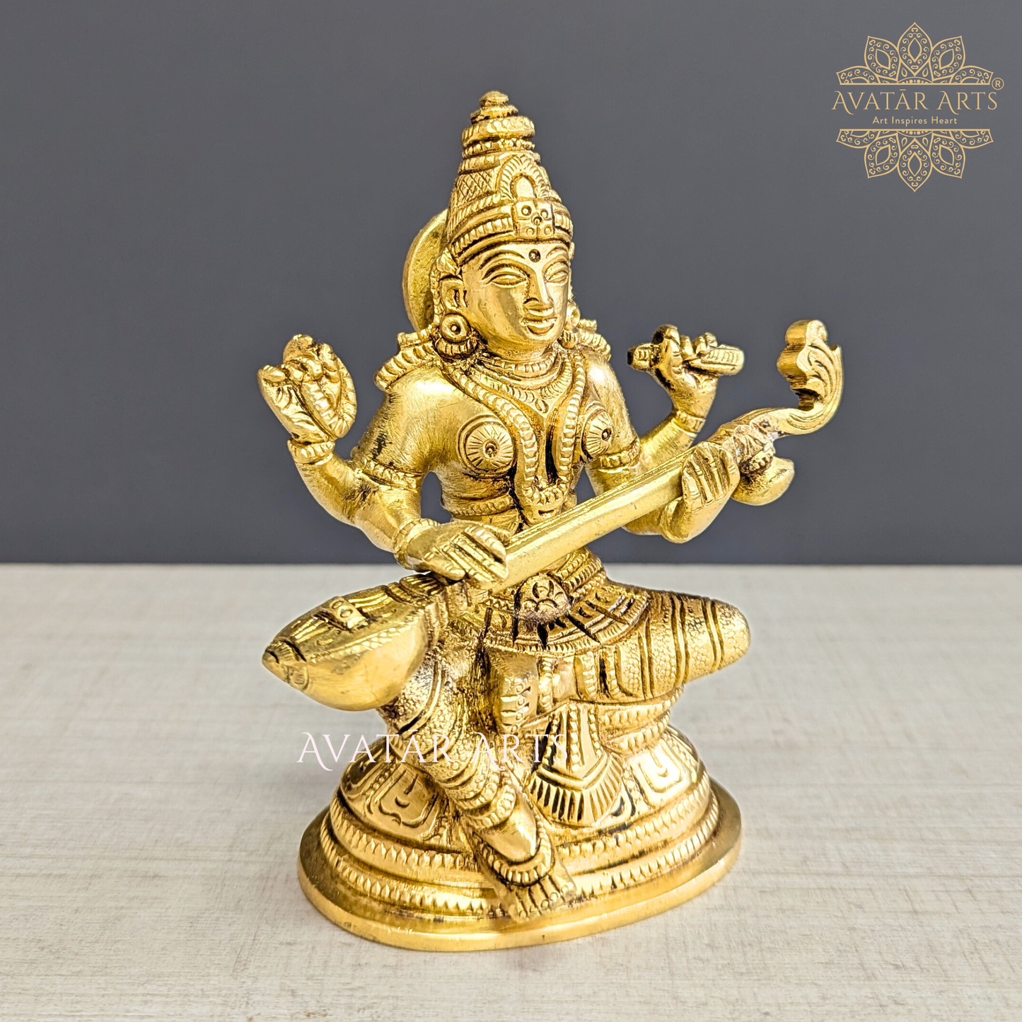 Brass Goddess Saraswati Statue