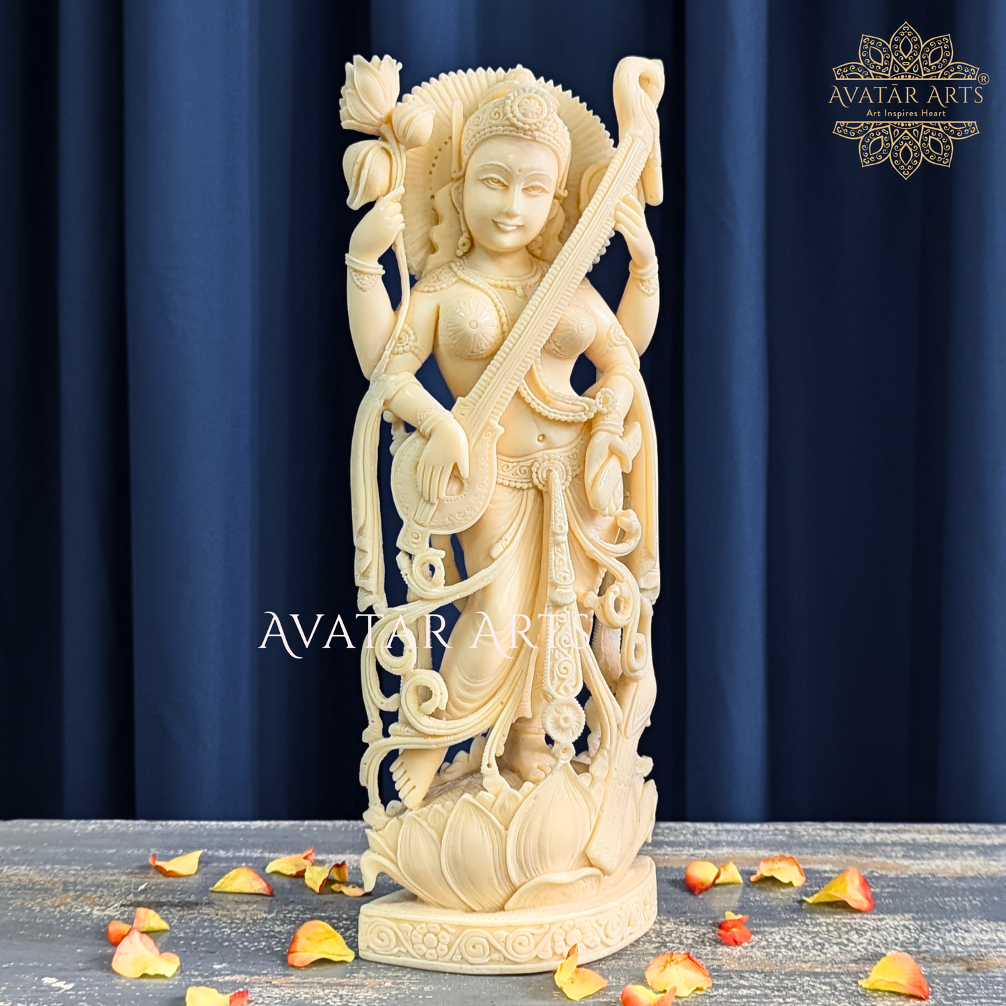 Goddess Saraswati Statue in Up Culture Marble