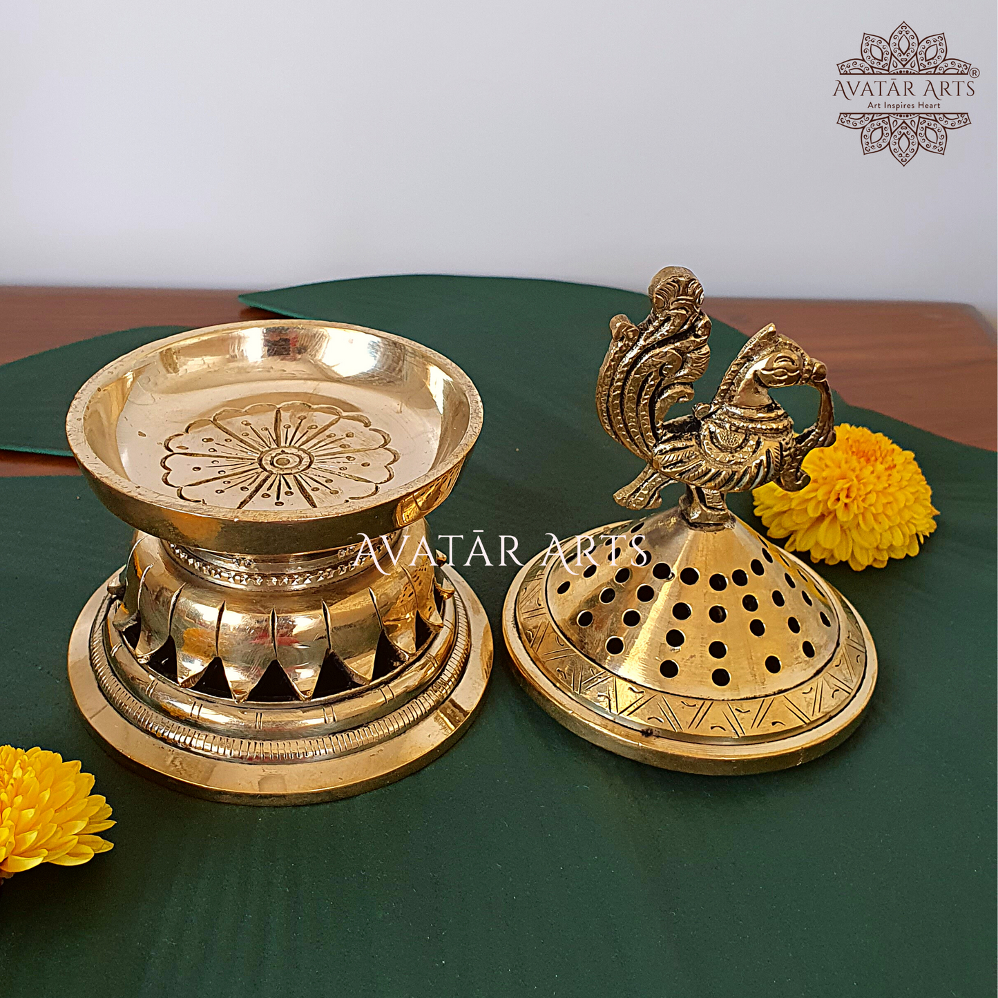 Brass Dhoopdaani/ Incence Burner with Lid