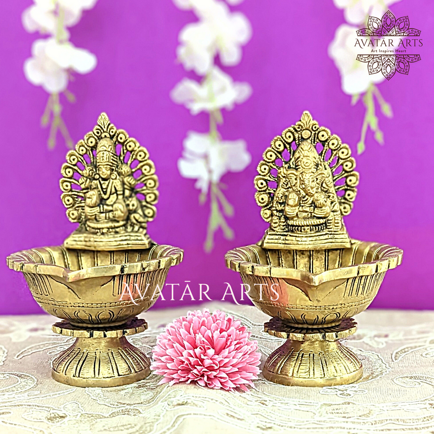 Ganesh Lakshmi Diya In Brass