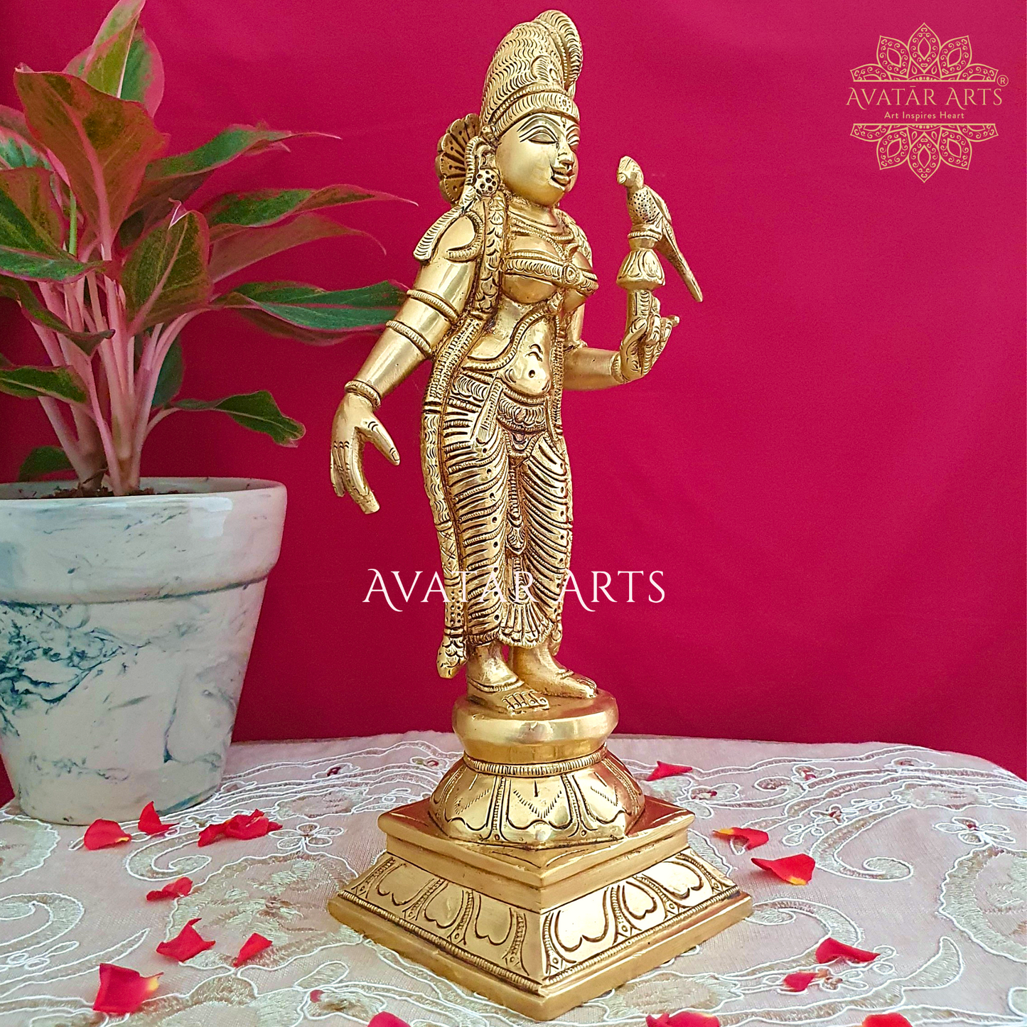 Goddess Meenakshi Statue in Brass