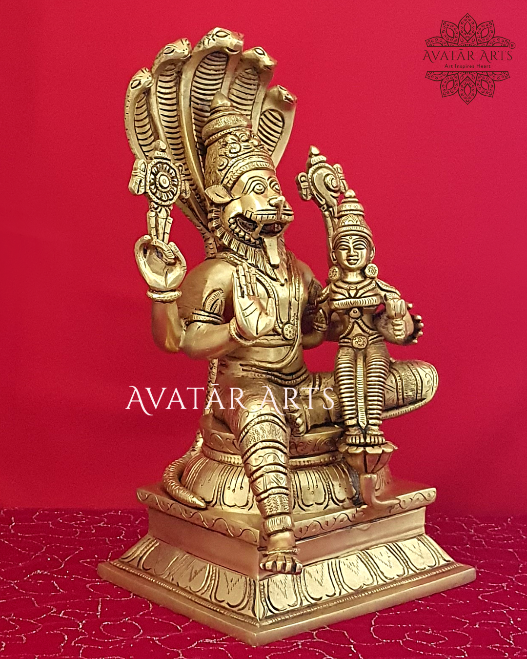 Lakshmi Narsimha Statue In Brass For Home Temple