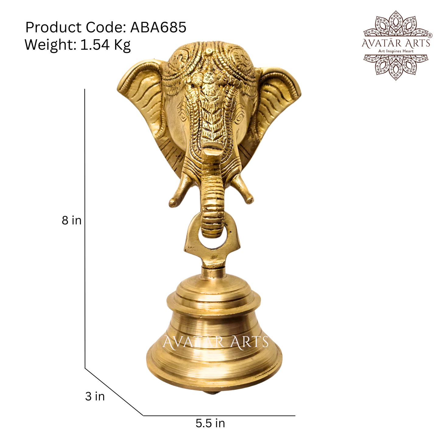 Brass Elephant Bell Wall Hanging