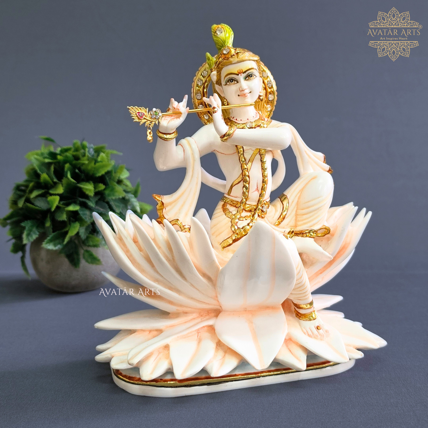 Cilture Marble Statue of Lord Krishna