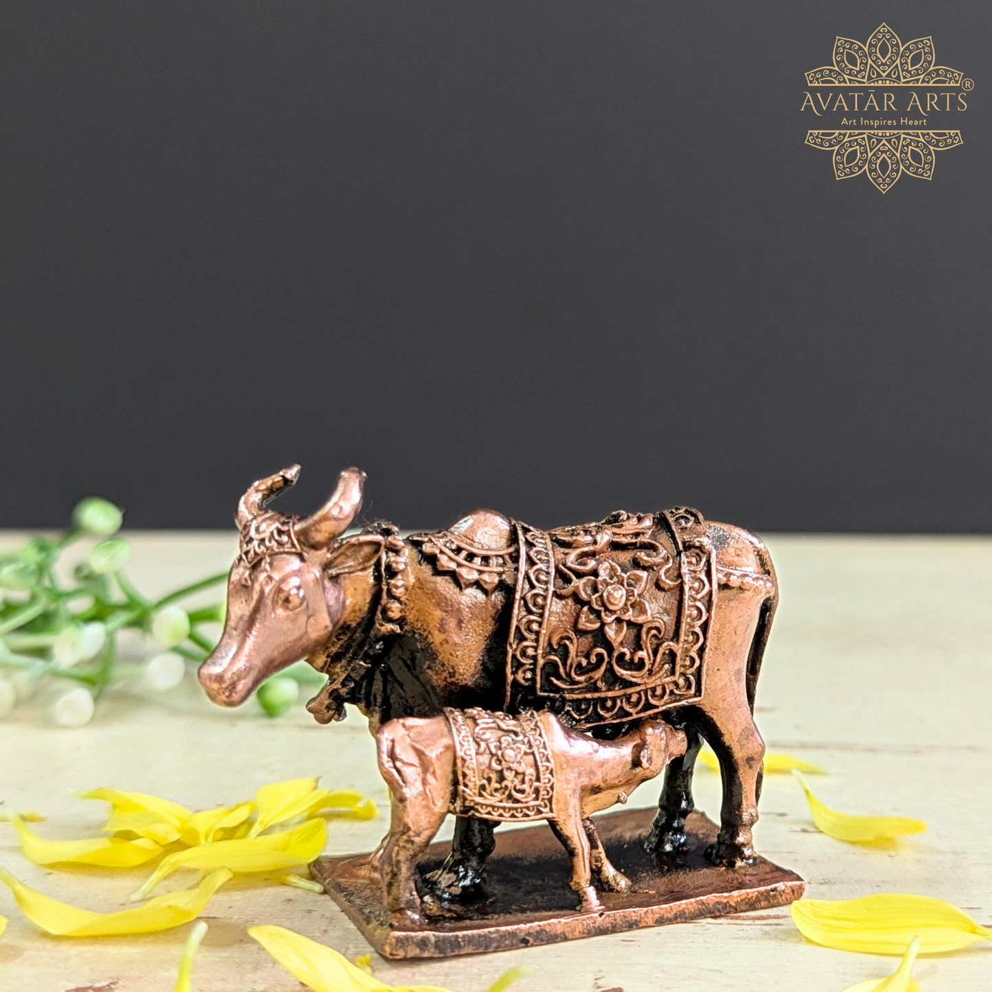 Copper Cow & Calf / Kamdhenu