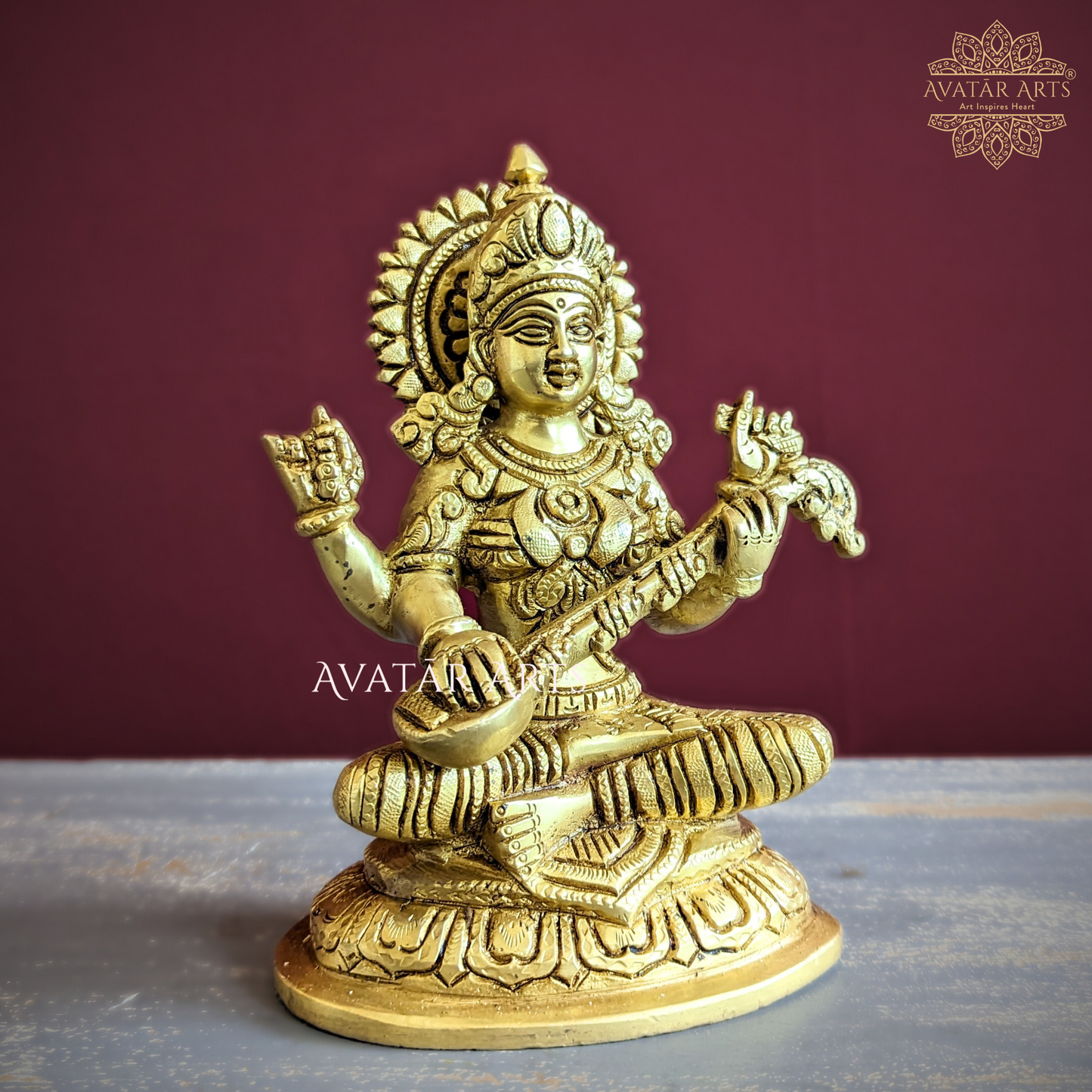 Goddess Sarawati Idol in Brass for Daily Pooja