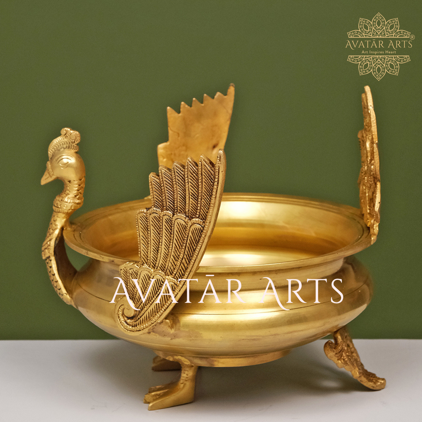 Peacock Urli Bowl in Brass