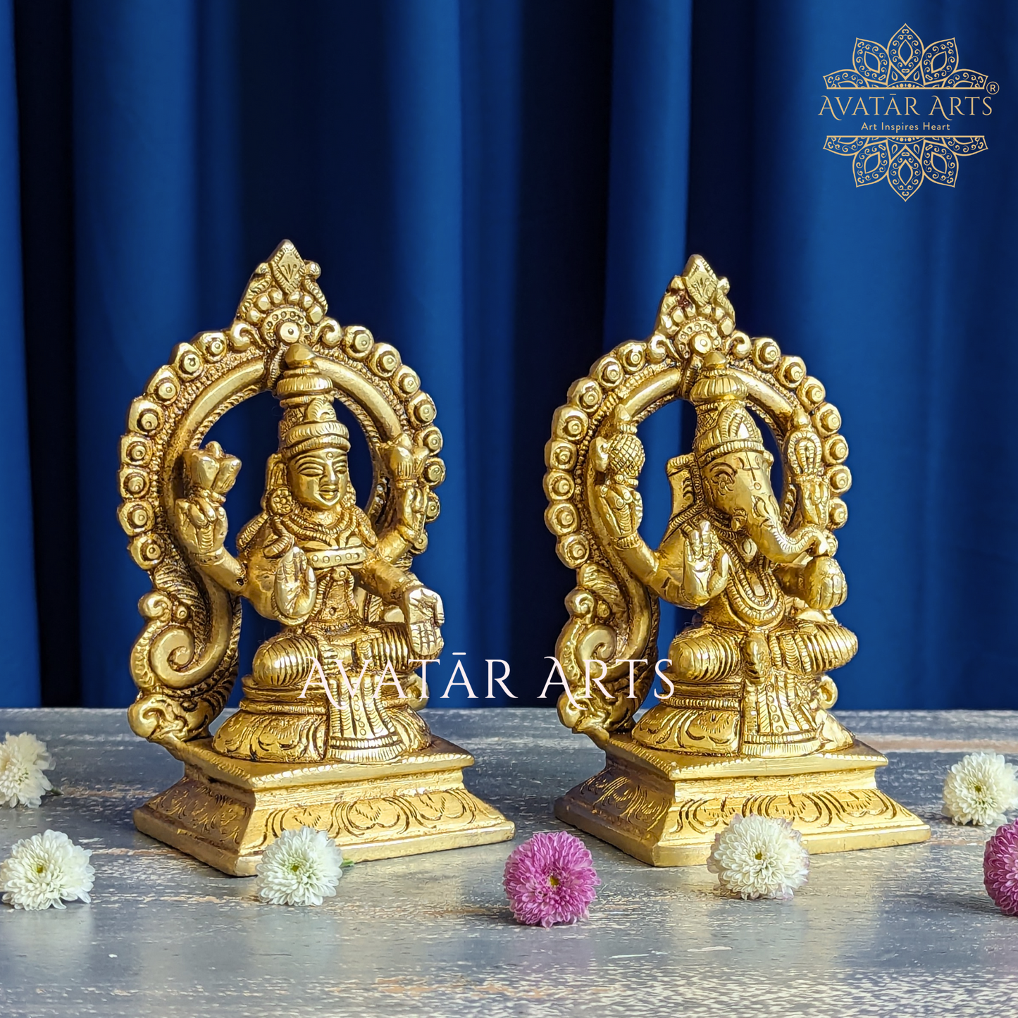 Lakshmi Ganesh Idols in Brass for Daily Pooja