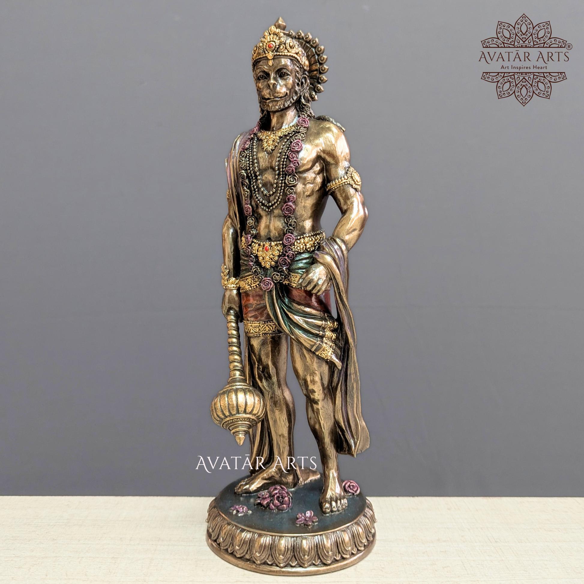 Side view of  Brass Hanuman Ji Idol for Pooja Room